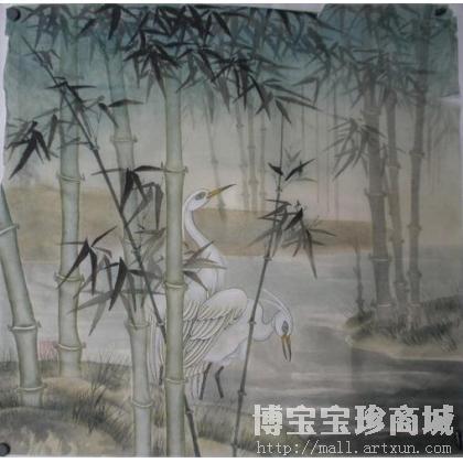 邹琴磊 竹林双鹭 类别: 中国画/年画/民间美术