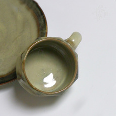 日本大师龟田味乐高取烧陶瓷咖啡杯